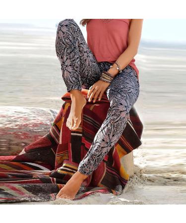 Ronony Women's Boho Pants - Regular Fit Straight Leg Summer Trousers | Lightweight Leisure Pants for Jogging & Beach - XXL Dark Brown - Buy Online on GoSupps.com