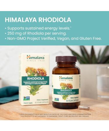 Himalaya Rhodiola for Energy & Stress Relief - 250 mg 60 Vegan Capsules Enhance Exercise Endurance - Buy Online on GoSupps.com