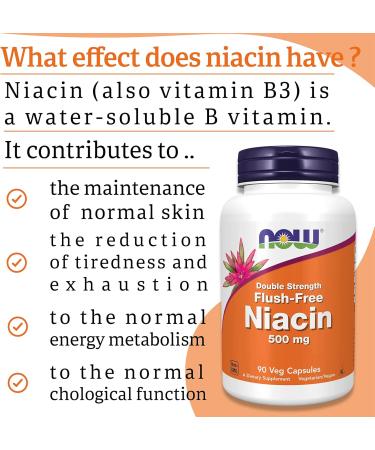 Now Foods Niacin 500mg - 90 Vegan Capsules | Lab-Tested Vitamin B3 | Non-Flush | Soy Free, Gluten Free, Vegetarian - Buy Online on GoSupps.com