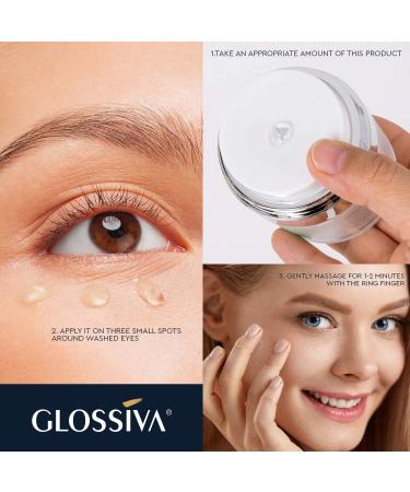 Glossiva Eye Gel with Hyaluronic Acid for Wrinkles, Dark Circles & Puffiness - Hydrating & Firming Formula for Under Eye Bags - 1.7 Fl Oz - Buy Online on GoSupps.com