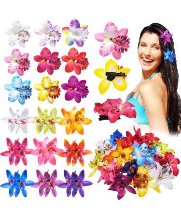 18 Pcs Flower Hair Clip for Women Girl Hawaiian Artificial Hibiscus Flower Hair Pins Big Double Chiffon Tropical Flower Hair Summer Accessories for Bridal Wedding Accessory Hair Clip Hair Barrette