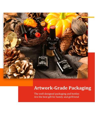Aokitec Gel Nail Polish Kit 6x7.5ml Gel Polish Set Soak Off Nail Gel Polish Set 2021 New Fall Light Dark Orange Yellow Red Brown Gel Nail Manicure Kit DIY Home Gifts for Women Christmas(Autumn Leaves) - Buy Online on GoSupps.com