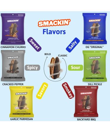 SMACKIN' Sunflower Seeds | Roasted Jumbo Sunflower Seeds | 4 Ounce Flavored Sunflower Seeds | Small-Batch American Made Sunflower Seeds | 12 Bags of Sunflower Seeds | Keto Snacks (Garlic Parmesan) - Buy Online on GoSupps.com
