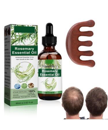 Aceite de Romero Para Aceite de Romero Para el Crecimiento Del Cabello 1 Masajeador Aceite de Ricino para Cejas y Pesta as y Cuidado de la Piel 60ML 1 FI OZ Aceite de Romero para el Crecimiento del Cabello