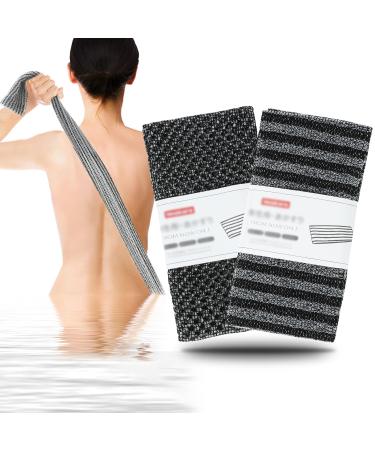 VIPITH Exfoliating Back Scrubber Exfoliating Scrubber for Shower Bath Wash Scrub Towels Cloth Washcloth for Men Women Body Scrubbing Brush Loofah Exfoliator for Deep Clean 2 Pack Black Stripe Plaid