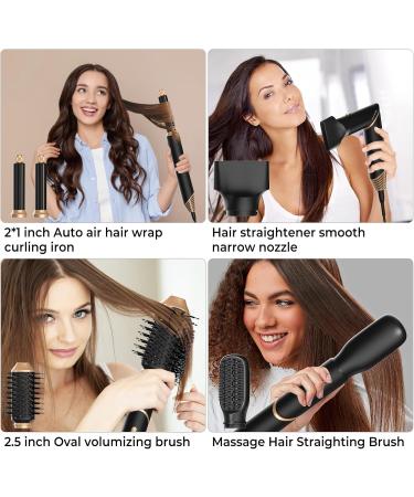 5-in-1 Ionic Foldable Hair Styler | Hot Air Volumizer Straightener Curling Wand & Blow Dryer Brush - Versatile Hair Styling Tool for All Hair Types - Buy Online on GoSupps.com