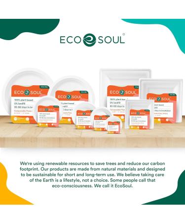 ECO SOUL Pearl White 6 Inch Square 100-Pack Paper Plates (PFAS free) | 100% Compostable Disposable Bagasse I Heavy-Duty Eco-Friendly Dinner Plates I Biodegradable Sugarcane Eco Plates | Microwavable 1 6 inch Square Plates - Buy Online on GoSupps.com
