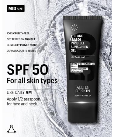 Allies of Skin Daily Face Sunscreen SPF 50 Travel Size | Zero White Cast Lightweight Formula | Dermatologist Tested Under Makeup Primer| Water-Resistant & PA++++ Broad Spectrum UVA/UVB (0.7 oz) - Buy Online on GoSupps.com