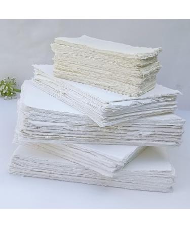 E-Tailor Handmade Cotton Deckle Edge Paper Sheets 130GSM Ivory White 5x7 - Pack of 20 - Buy Online on GoSupps.com