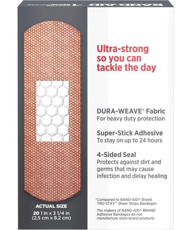 Band-Aid Tough-Strips Bandages - Durable One Size Adhesive 20 Count for Optimal Wound Care - Buy Online on GoSupps.com