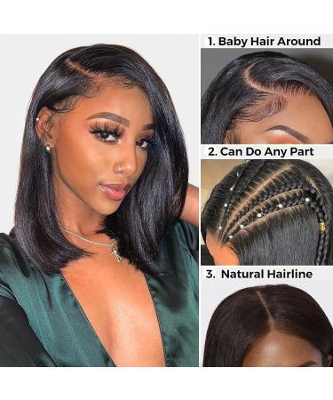 10 Inch Brazilian Virgin Human Hair 4x4 Glueless Bob Wig for Black Women - Pre Plucked, 150% Density, Straight Closure - Natural Color - Buy Online on GoSupps.com
