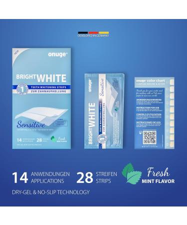 Onuge Bright White Sensitive Bleaching Strips - Professional Tooth Whitening for Sensitive Teeth - 14-Day Anti-Slip Peroxide-Free Formula - Buy Online on GoSupps.com