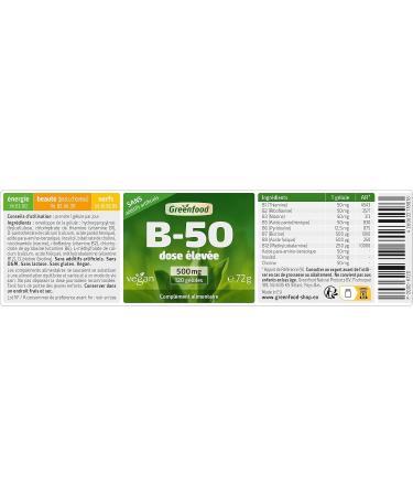 Greenfood B -Complex 50 high dose capsules - all vitamins of group B. NO artificial additives. Non-GMO. Vegan. - Buy Online on GoSupps.com