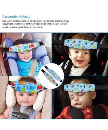 Abnaok 2pcs Child Seat Head Holder & Headband - Adjustable Blue Buckle Headrest for Comfortable Car Sleep - Buy Online on GoSupps.com
