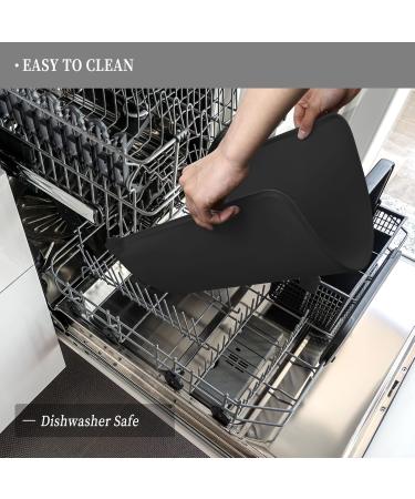 Reopet Silicone Feed Mats for Pets - Waterproof Dog & Cat Mats with Elevated Edges - 60x40 cm (1-Pack) - Coal Black - Buy Online on GoSupps.com