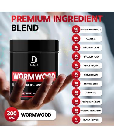 DEDICAD Wormwood Capsules - 12 Herbs Blended Black Walnut, Cloves, Ginger, Turmeric, Cinnamon, Apple, Quassia - 2 Packs 50 Capsules - Buy Online on GoSupps.com