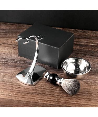 GRUTTI Premium Shaving Brush Set - Luxury Razor & Brush Stand, Soap Bowl, Badger Hair Shaving Brush Gift Set for Men - Crescent Moon Black - Buy Online on GoSupps.com