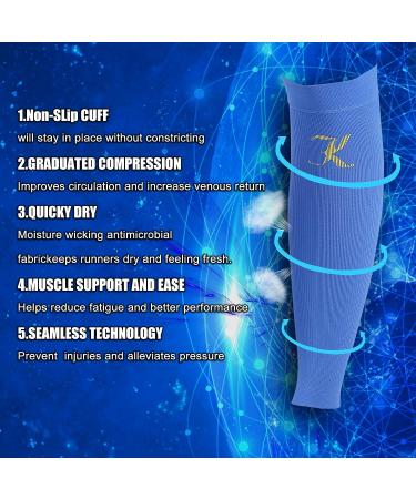 KEKING Calf Compression Sleeves 20-30mmHg for Men & Women - 2 Pairs Blue S/M - Running, Shin Splint, Calf Pain Relief, Varicose Veins - Nursing, Travel Support - Buy Online on GoSupps.com