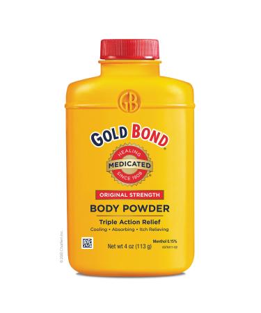 Gold Bond Medicated Body Powder Original Strength, 1 oz., Cooling, Absorbing & Itch Relief 4 Ounce (Pack of 1) Talc