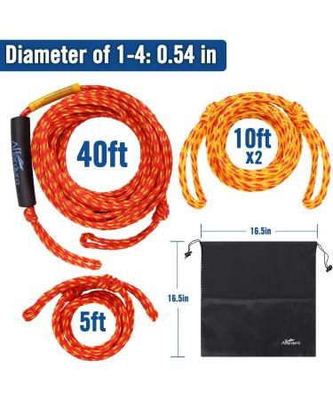 Affordura 4-Section Boat Tow Rope for Tubing | Tube Ropes with Storage Bag & Rope Keeper | Red | 1-4 Rider - Buy Online on GoSupps.com
