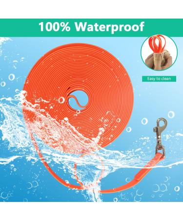 Waterproof Dog Leash 32FT Waterproof Long Leash Durable PVC Coated Webbing Waterproof Training Lead Great for Medium Large Dogs Training Swimming Beach/Lake/Snow/Yard (Orange) Orange 32FT - Buy Online on GoSupps.com