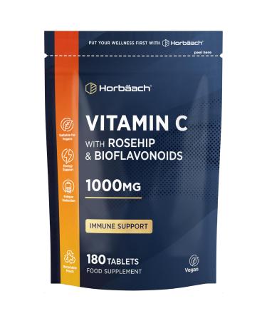 Vitamin C Complex with Rosehip and Bioflavnoids 1000mg | 180 Tablets | High Strength Supplement | Vegan and Vegetarian Friendly | by Horbaach