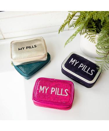 MIAMICA Women s Zippered Pill Case - 8-Day Removable Organizer Compact Weekly Medicine Box in Navy Glitter - Buy Online on GoSupps.com