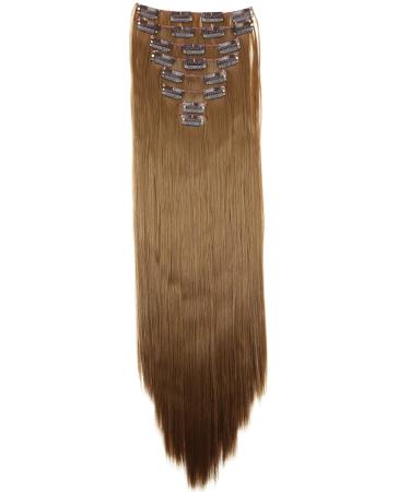 CAISHA by PRETTYSHOP XXL 24" 8 Pieces Set Clip In Extensions Hair Extension Hairpiece Straight Medium Brown CES3 medium brown #6 CES3