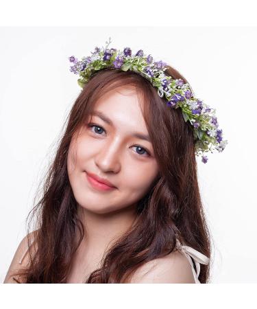 Yili Maizi Purple Flower Crown Bridal Eucalyptus Halo Headband for Women & Girls - Perfect for Wedding & Photoshoots - Buy Online on GoSupps.com