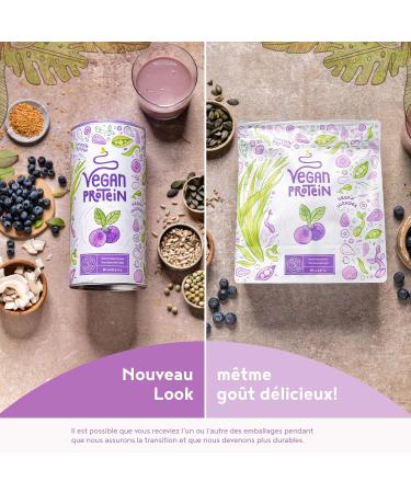 Vegan Proteine en Poudre 600g | Myrtille | 17.4g Protein | Prot ine Powder de Riz Pois Graines de Tournesol | Pre & Post Workout Proteines Musculation | Shake de Prot ines | Alpha Foods Myrtille 600g - Buy Online on GoSupps.com