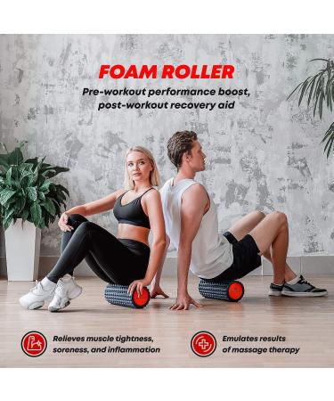 ELVIRE SPORT Foam Roller Set for Physical Therapy & Deep Tissue Massage - Back Roller x2, Massage Roller, Ball & Foot Roller - Ideal for Back, Neck, Feet & Legs - Buy Online on GoSupps.com