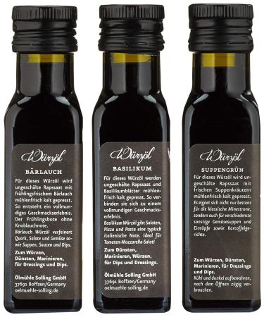  lm hle Solling Organic Oil Set - 3 x 100ml Basil Wild Garlic & Soup Green Oils | Best Regional Classics - Buy Online on GoSupps.com