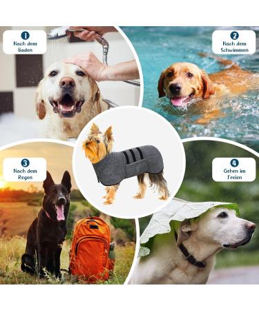 BasVII Microfiber Dog Bumper Bathrobe - Extra Absorbent Quick Drying | Adjustable Velcro for Large Medium & Small Dogs - Gray S - Buy Online on GoSupps.com