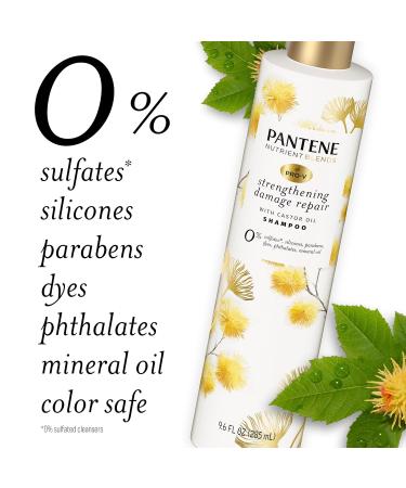 Pantene Sulfate Free Shampoo - Anti Frizz & Damage Repair with Castor Oil | Safe for Color Treated Hair | 9.6 oz - Buy Online on GoSupps.com
