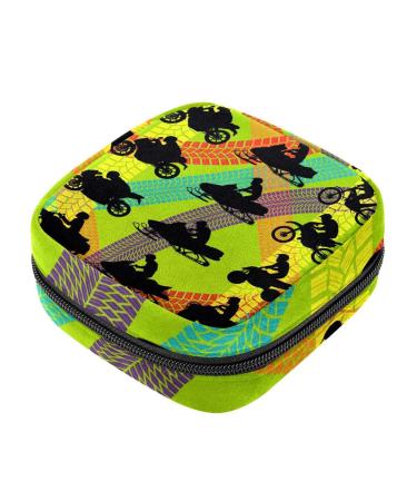 All terrain and sport motorcycle riders motorcycle silhouettes sanitary napkins storage bag menstruation pad bag pocket portable menstrual cup pocket with zipper