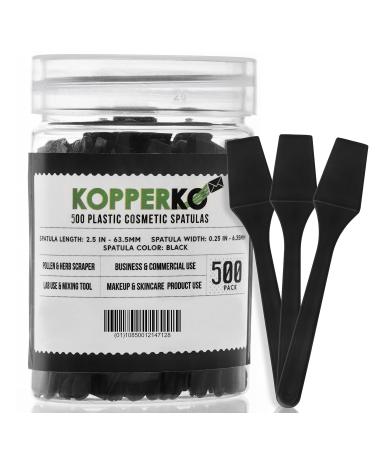 Kopperko 500 Pack 2.5 Inch Cosmetic Spatulas - Small Plastic Spatula for Cosmetics, Creams, Crafts - Makeup Spatula - Multipurpose Mini Applicator for Mixing Cream, Skincare, or Scraping Jars – Black 500 Spatulas Black