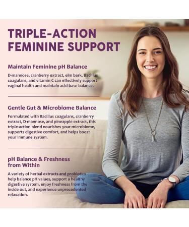 Feminine Balance Probiotic Gummies for Women Support Vaginal Health pH Balance Freshness & Digestive Health with Pineapple Slippery Elm Cranberry D-Mannose Sugar-Free Pineapple Flavor - Buy Online on GoSupps.com