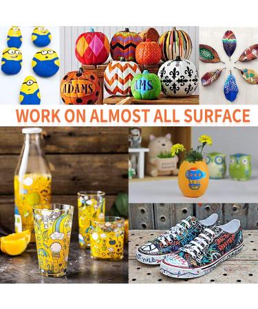 Acrylic Paint Pens Set - 18 Vibrant Colors for Pumpkins, Canvas, Rocks, Wood, Plastic - Graffiti and Craft Supplies for Adults and Kids - Christmas Easter Egg Painting - Buy Online on GoSupps.com