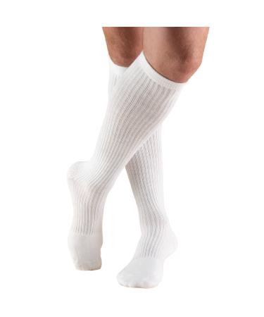 Truform Compression Socks 15-20 mmHg Men's Cushion Foot Knee High Over Calf Length White Large White Large (1 Pair)