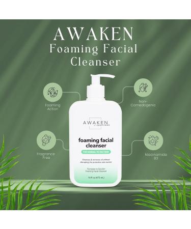 Awaken Foaming Facial Cleanser Gentle Daily Face Wash with 3 Essential Ceramides for All Skin Types Oil-Free Hydrating & Refreshing Lather Non-Comedogenic 16 fl oz Pump Bottle - Buy Online on GoSupps.com