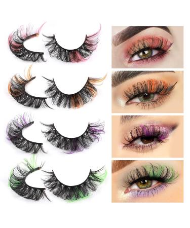Yawamica Colored Wispy Fluffy Russian Strip Lashes - 8 Pairs (8 Colors) | D Curl False Eyelashes for Colored Lash Extensions - Buy Online on GoSupps.com