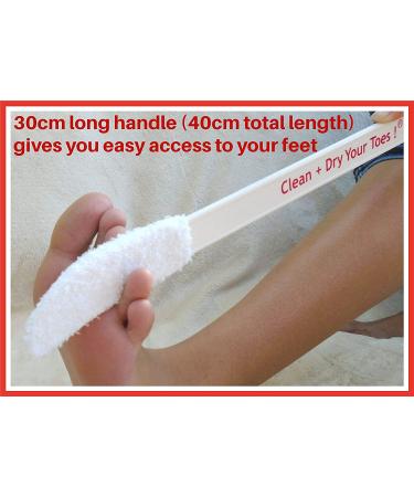 Long Handle Foot Brush - Toe Towel Care Aid for Cleaning, Drying, and Removing Debris Between Toes | 40cm Total Length - Buy Online on GoSupps.com