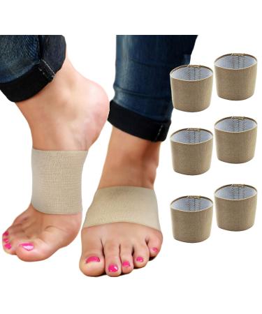Plantar Fasciitis Arch Supports - Compression Sleeves Foot Brace For Heel Pain, Bone Spurs, Flat Feet, High Arches Copper Infused Plantar Fasciitis Relief Bands Women Men Under or Over Socks Fits Most Copper Arch Support - Beige