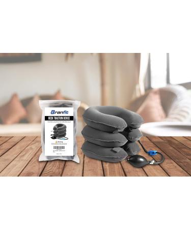 BRANFIT Cervical Neck Traction Device Adjustable & Inflatable Neck Support Pillow for Chronic Pain Relief & Spine Alignment - Buy Online on GoSupps.com