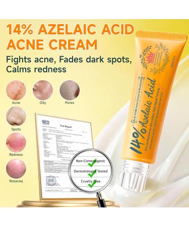 14% Azelaic Acid Acne Cream - Dark Spot Remover for Face Acne Treatment & Acne Spot Treatment Salicylic Acid & Niacinamide Redness Reducing Skin Care Evens Tone & Soothe Irritation & Rosacea 1oz 1PCS - Buy Online on GoSupps.com