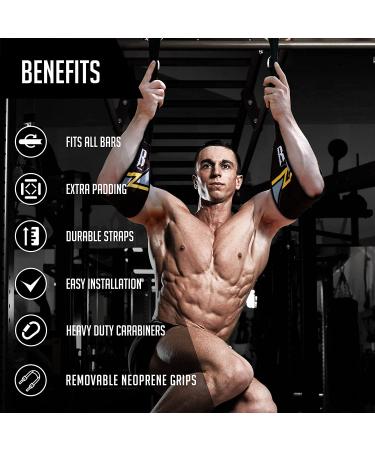 RIMSports Ab Straps for Pull Up Bar - Hanging Abdominal Workout Sling Straps - Black Pull Up Straps for Men & Women - Buy Online on GoSupps.com