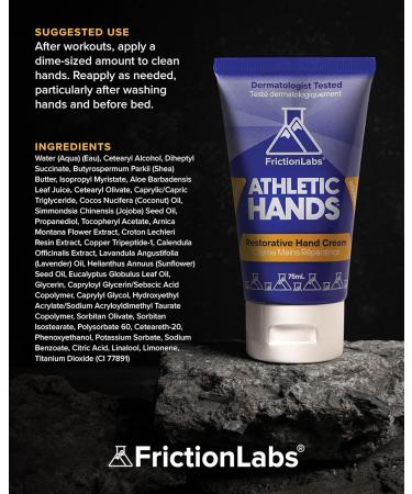 Friction Labs Athletic Hands - Restorative Hand Cream for Active Skin | Non-Greasy Shea Butter Derm Tested Eucalyptus Scent - Ideal for Athletes - Buy Online on GoSupps.com