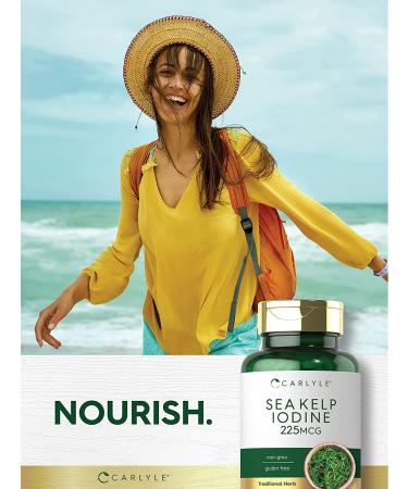 Sea Kelp Iodine 225mcg | 500 Tablets Non-GMO Gluten Free | Traditional Herb Supplement by Carlyle - Buy Online on GoSupps.com