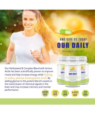 Our Daily Vites L-Methylfolate B Complex Cofactors & Essential Amino Acids (15mg) - Active Folate, Methylated B12 Methylcobalamin, B6 and Glycine - 60 Count 15 Milligrams - Buy Online on GoSupps.com