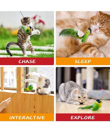 Tohdnc Interactive Cat Bird Toy with Cat Stick Simulation Flying Birds for Indoor Kittens Engaging Spring-Activated Playtime - Buy Online on GoSupps.com
